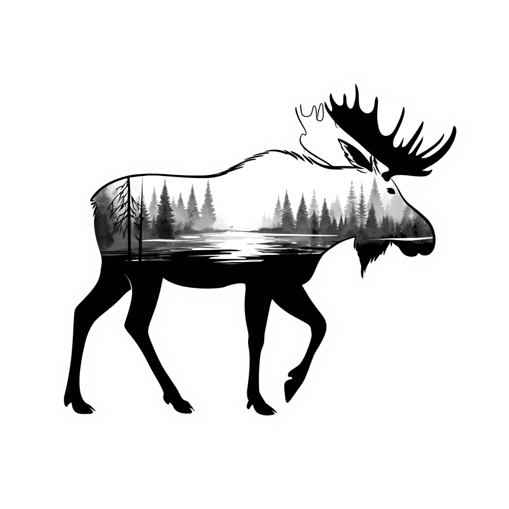 Moose Silhouette Forest