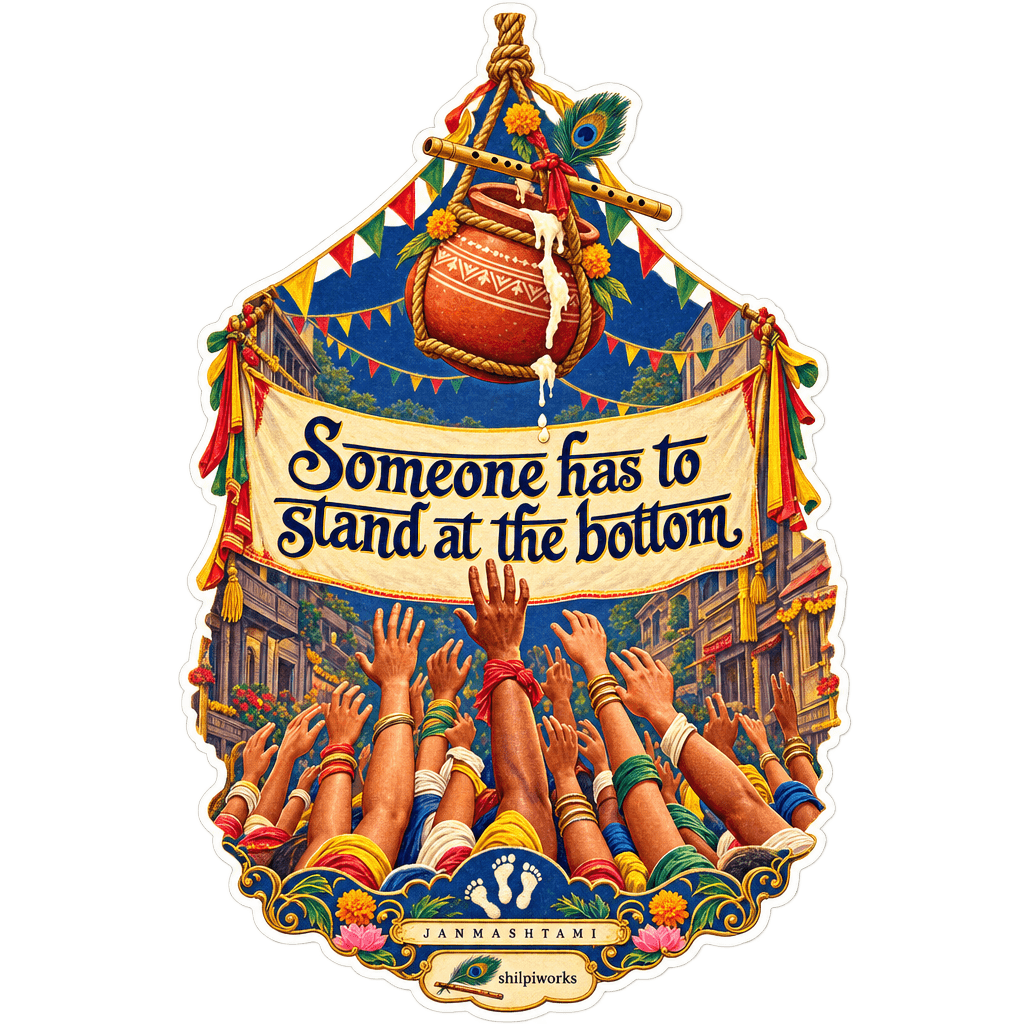 Dahi Handi Pillar Quote Sticker