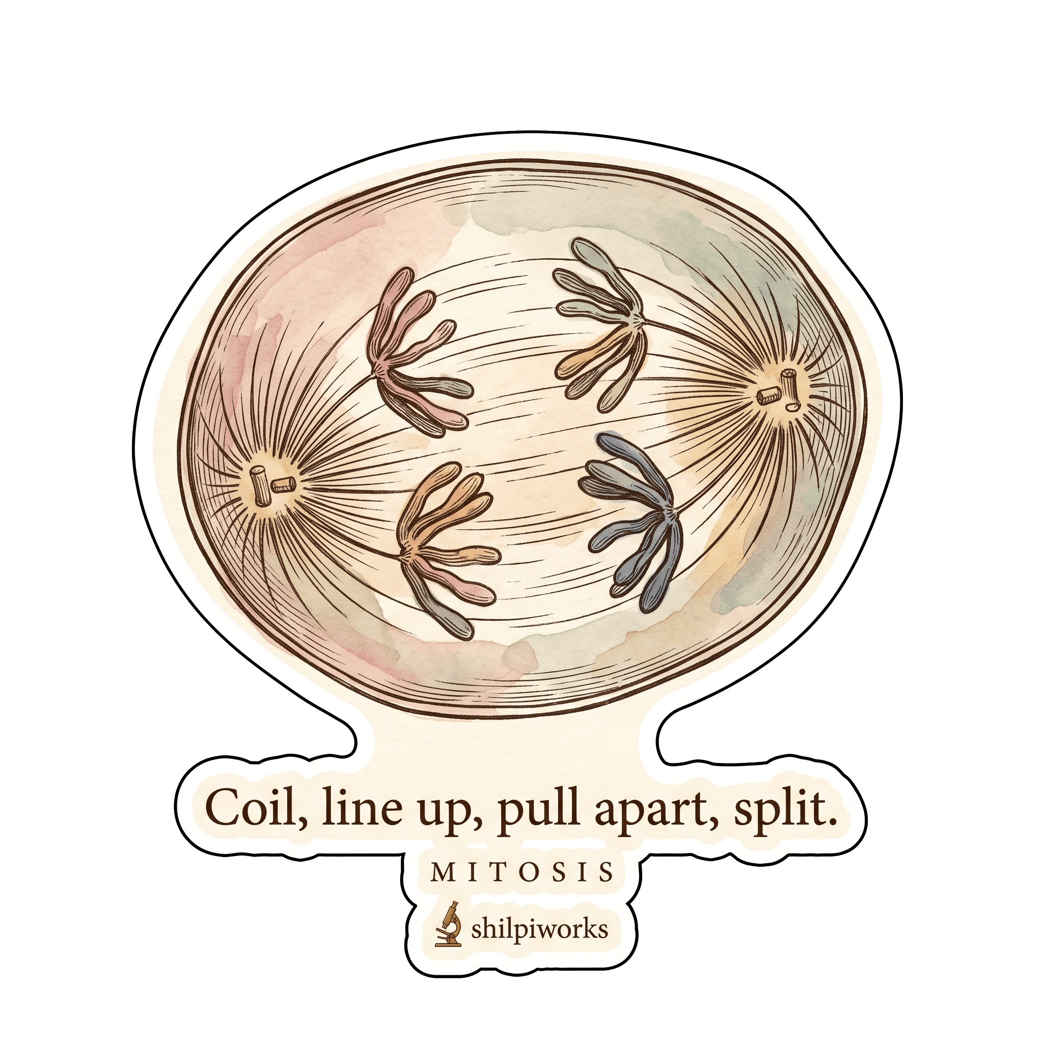 Mitosis — Coil, Line Up, Pull Apart, Split