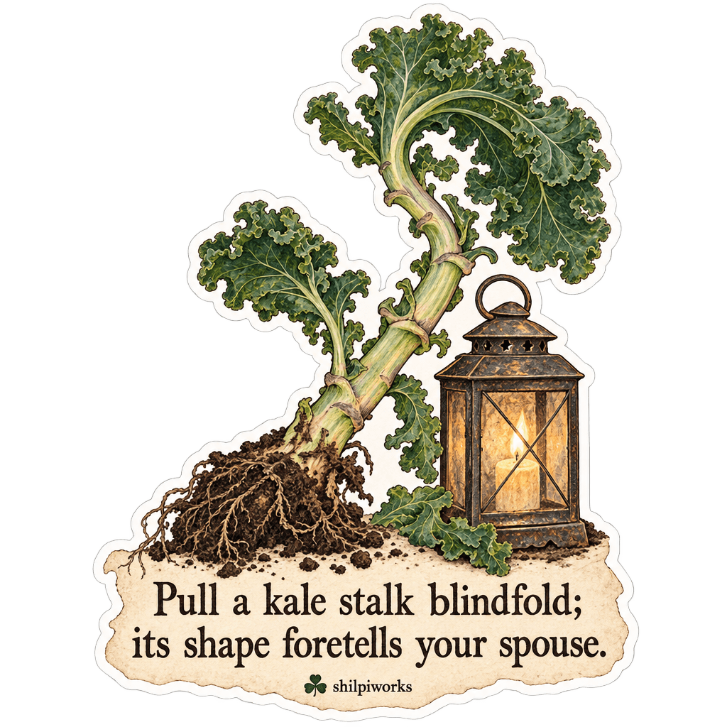 Pull a kale stalk blindfold; its shape foretells your spouse.
