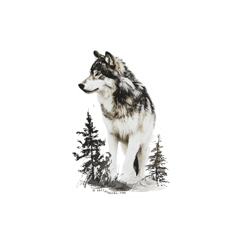 Wolf and Forest Illustration