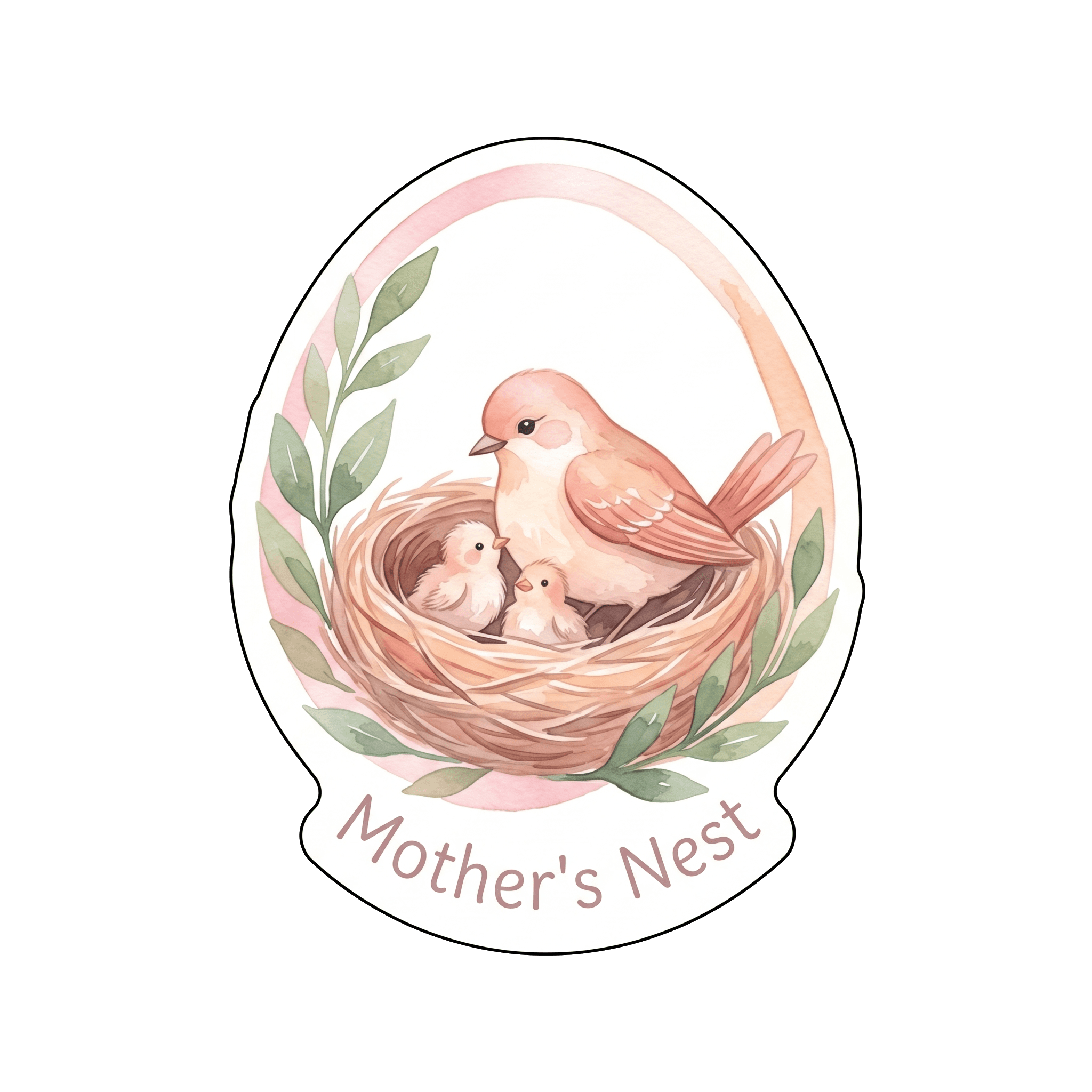 Gentle Mother's Nest Watercolor Scene