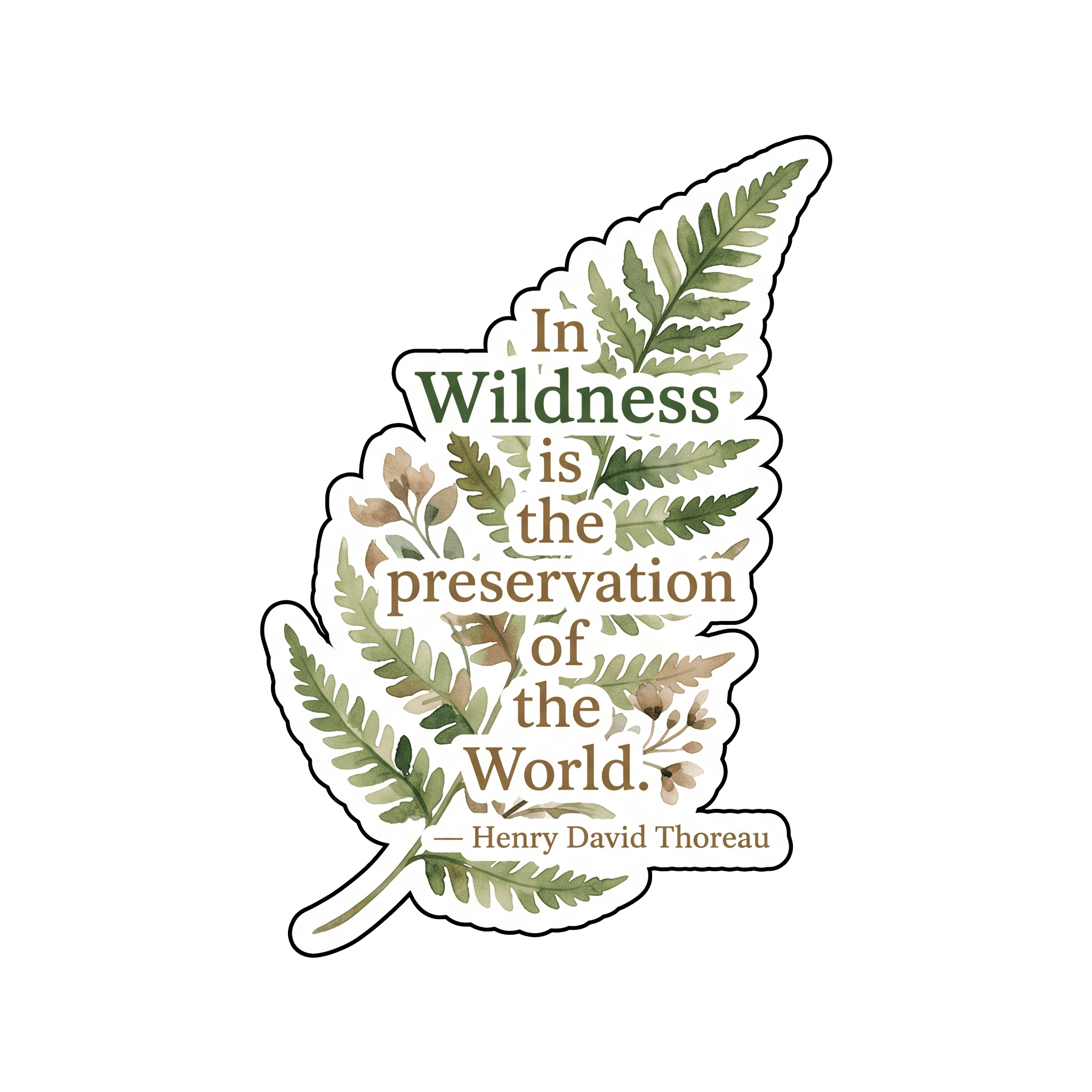 Thoreau Wildness Fern Botanical Sticker