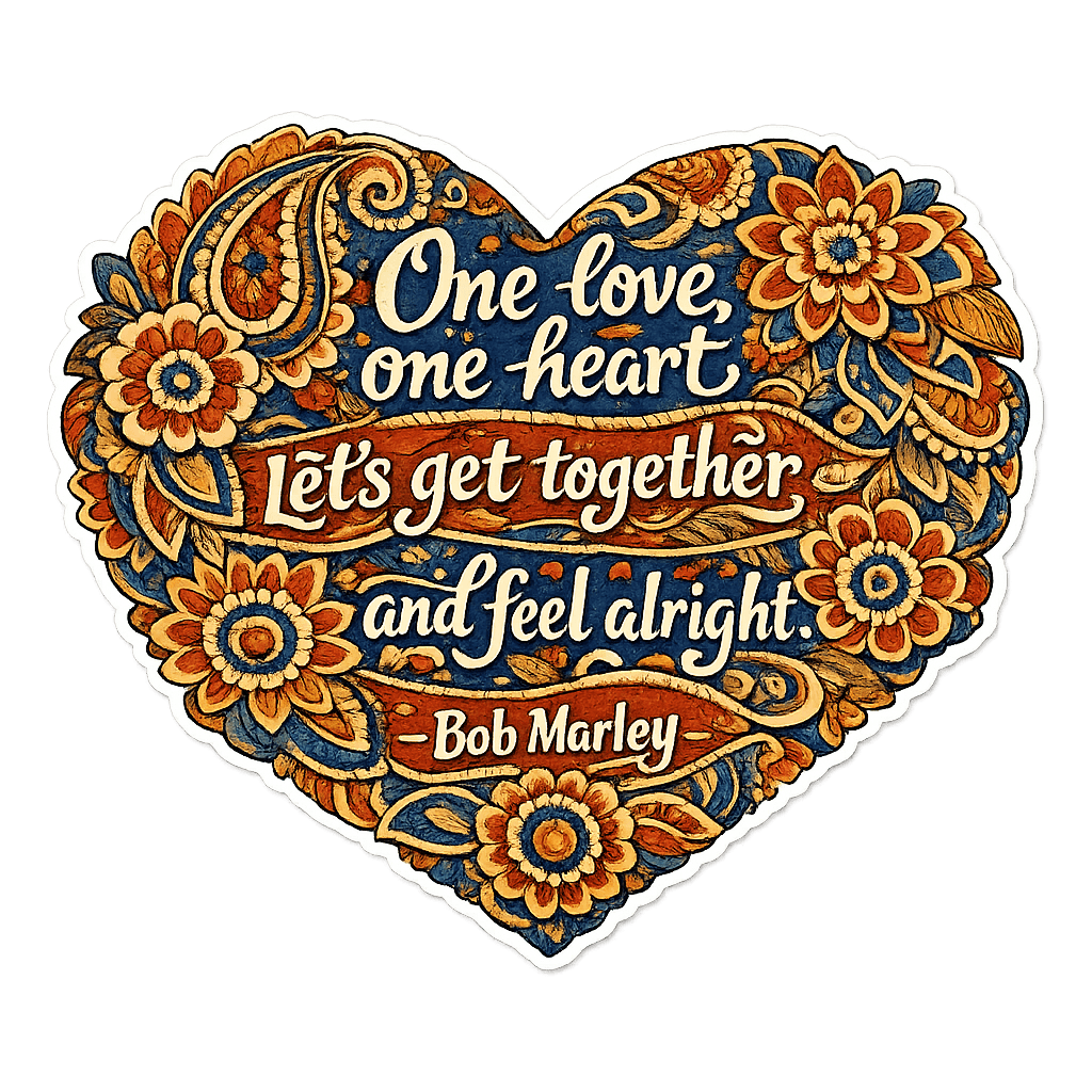 Bob Marley One Love Heart Art