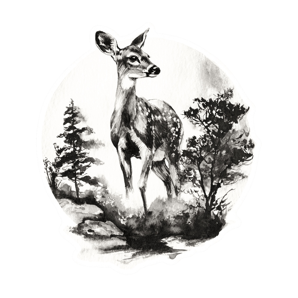 Deer in Forest Illustration