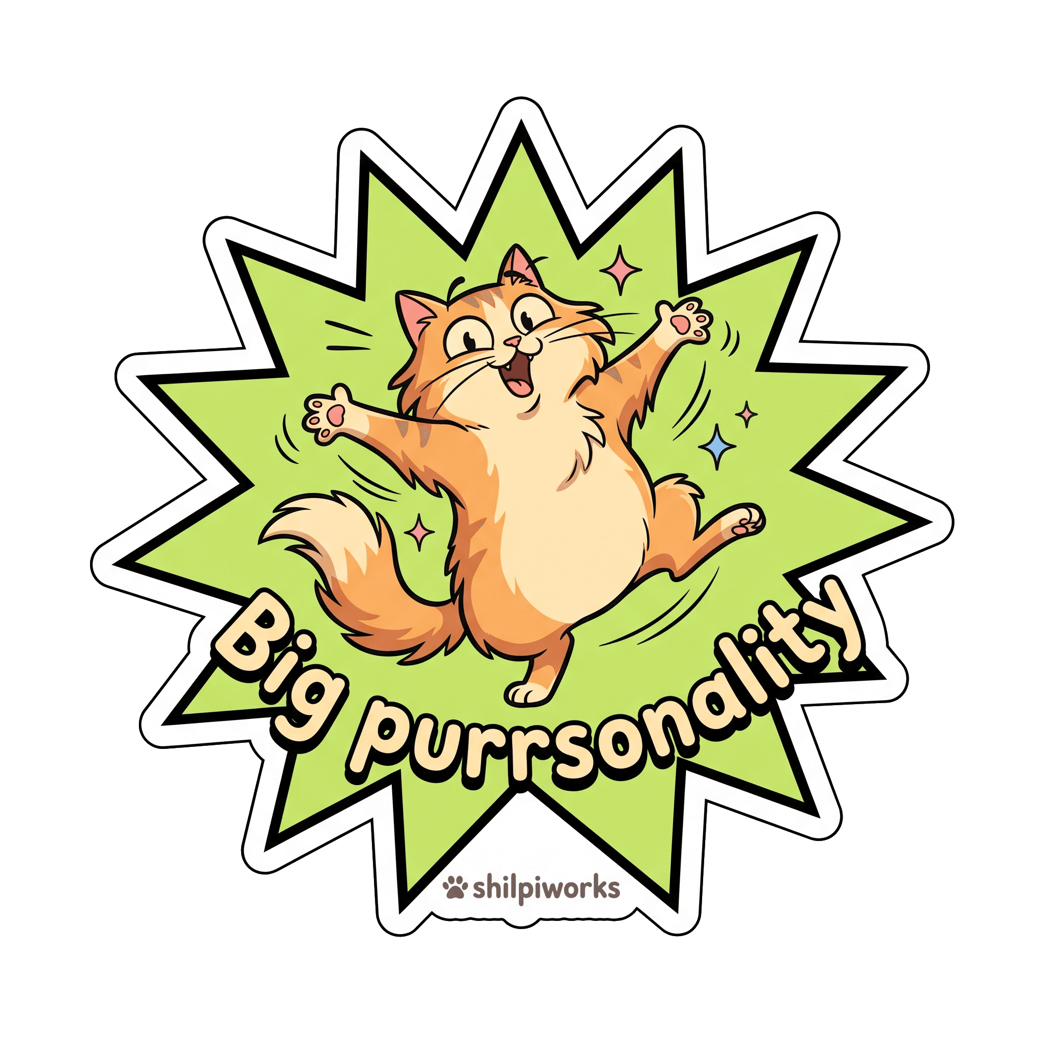 Big Purrsonality Goofy Cat Sticker