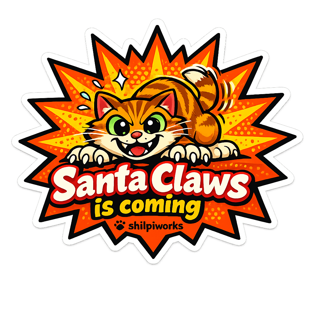 Santa Claws Is Coming Cat Sticker