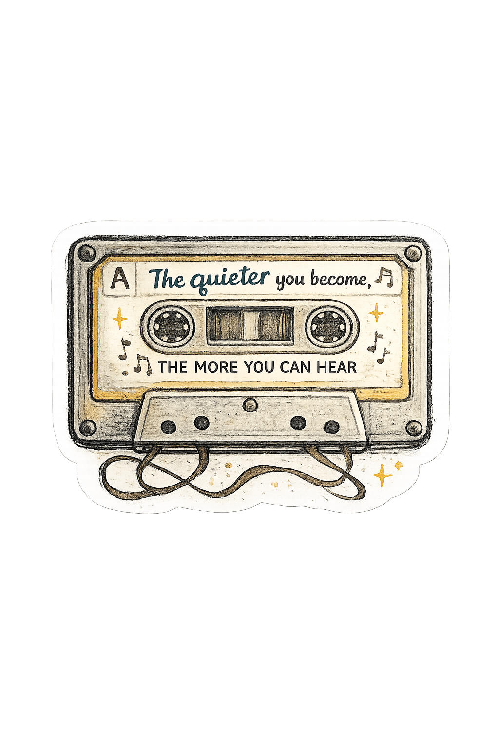 Retro Cassette Art - 'Quieter You Become' Design