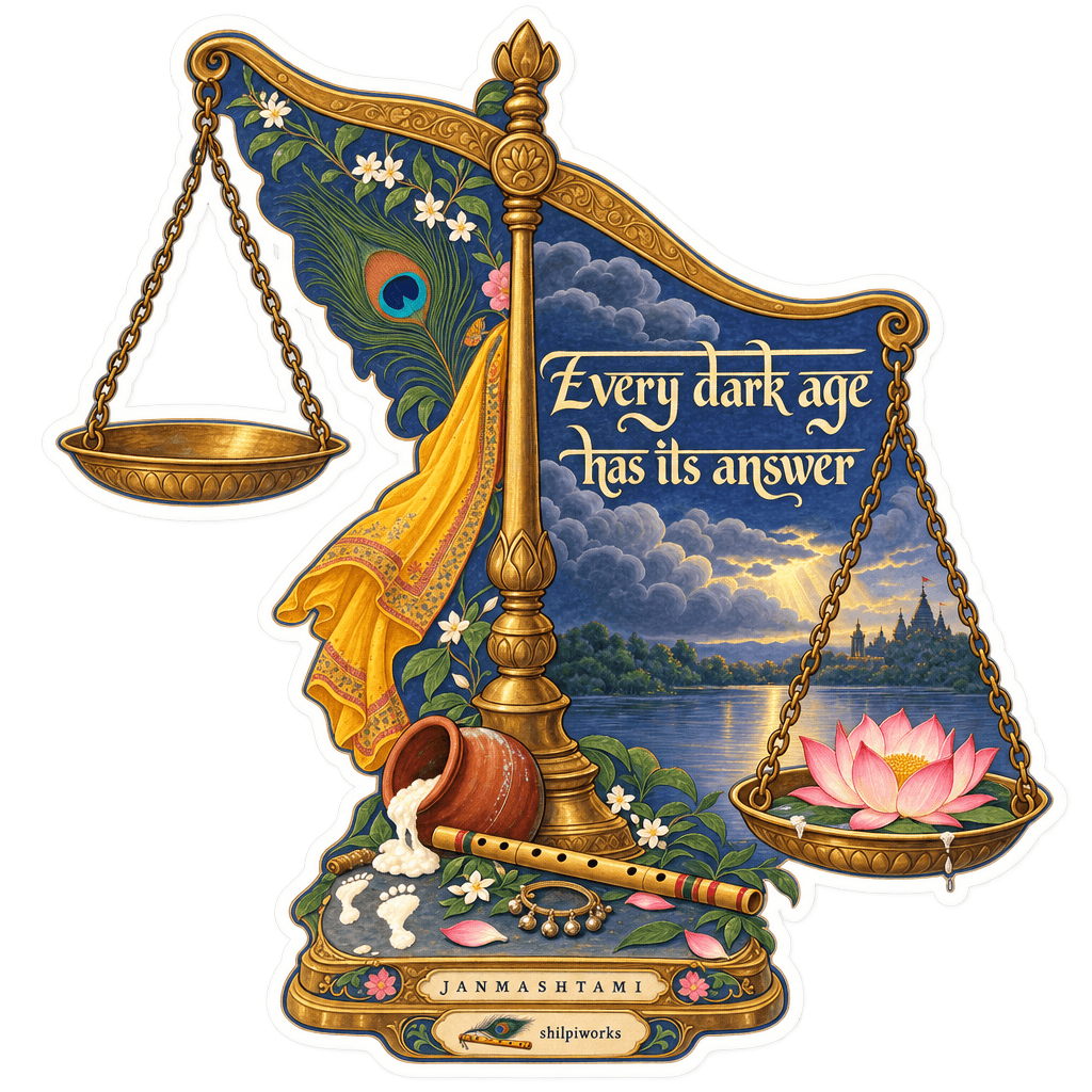 Divine Light Janmashtami Quote Sticker