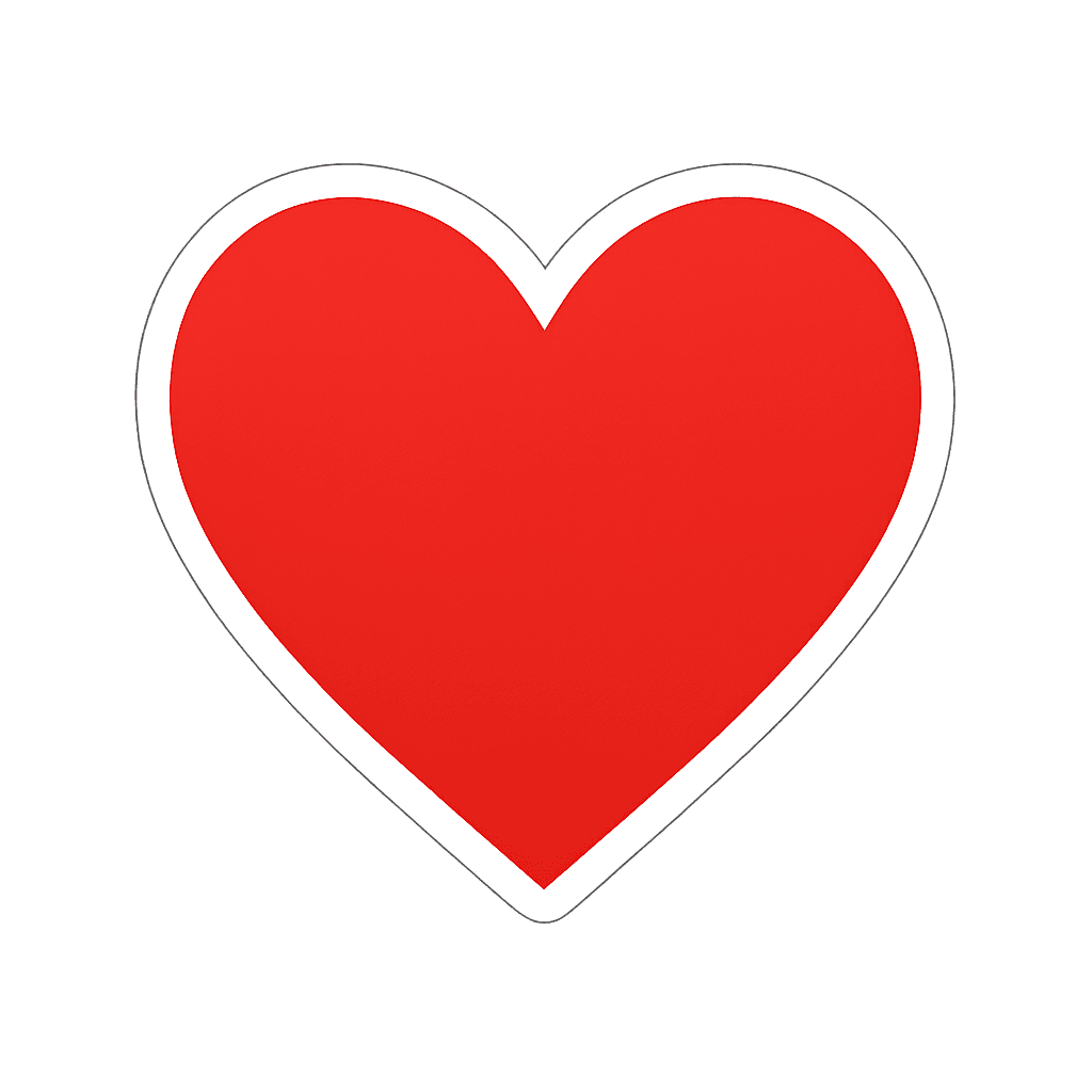 A red heart with a white outline.