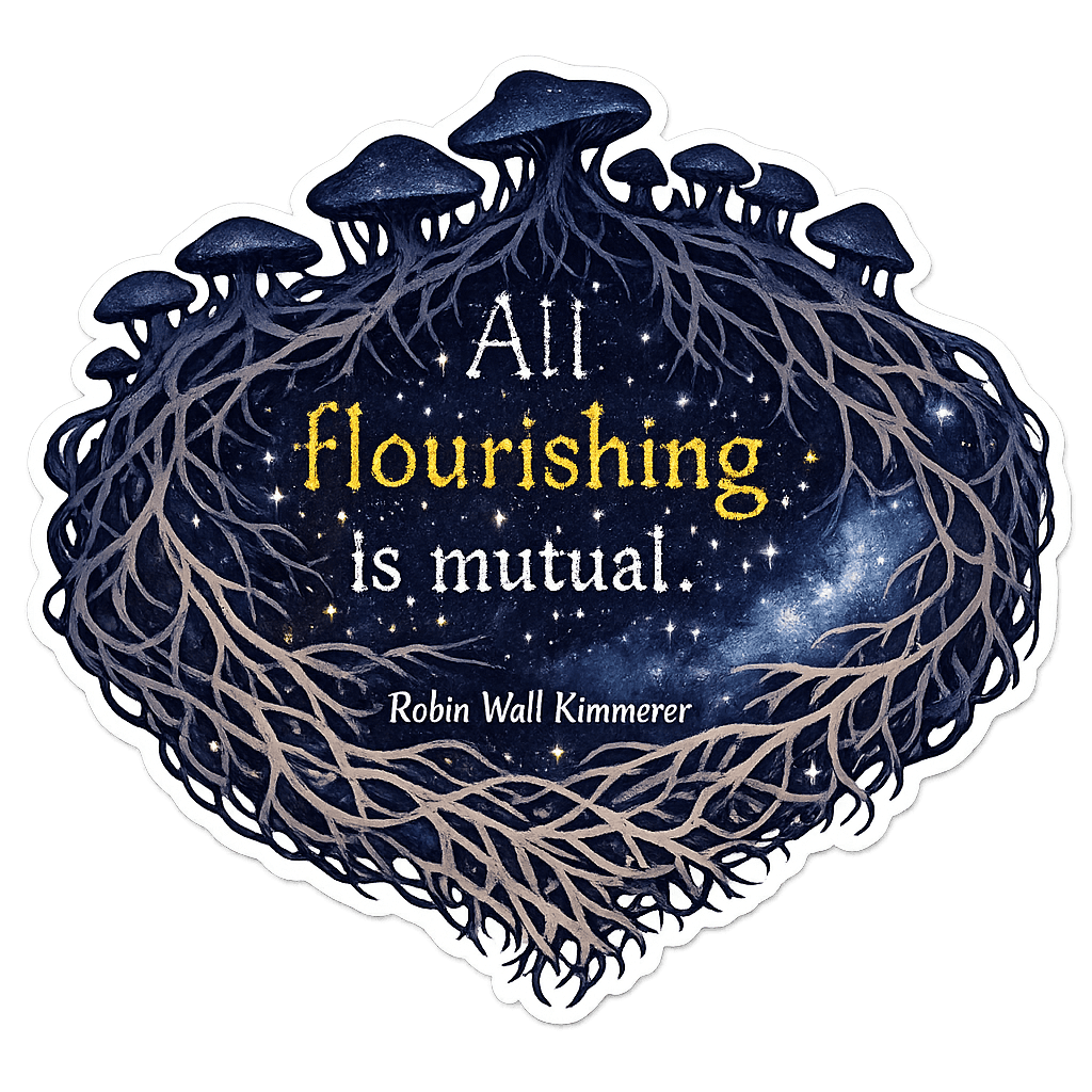 Kimmerer Mutual Flourishing Cosmic Mycelial Wisdom