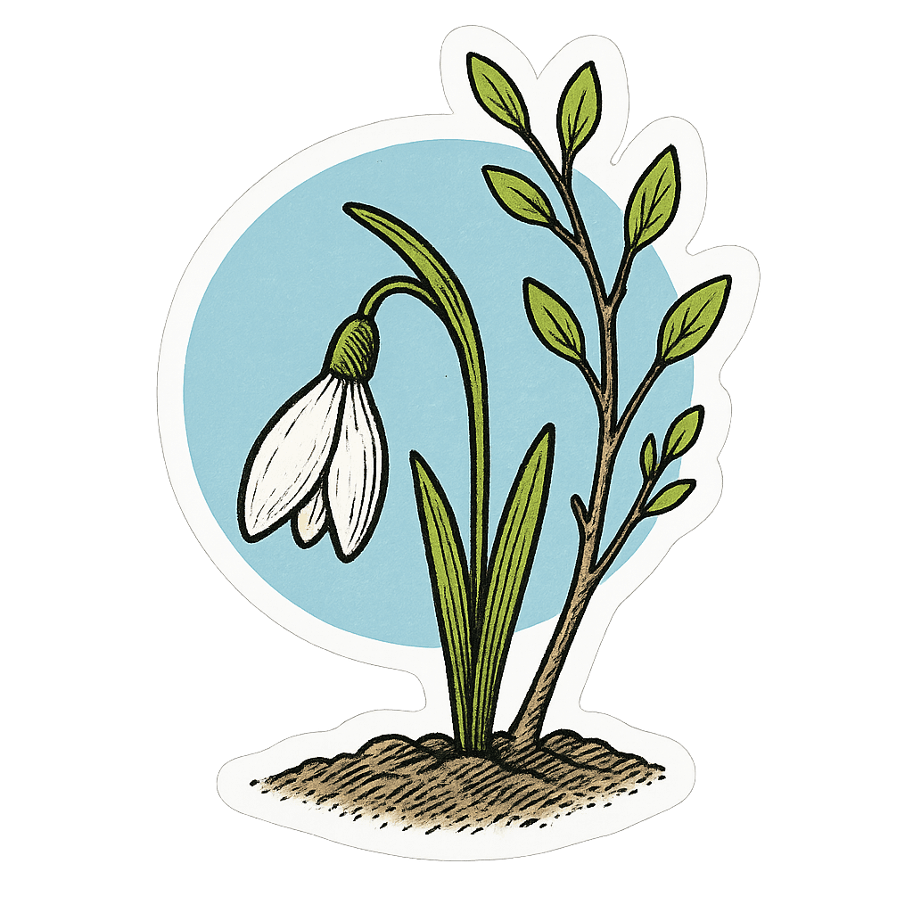 Spring Snowdrop & Budding Branch Botanical