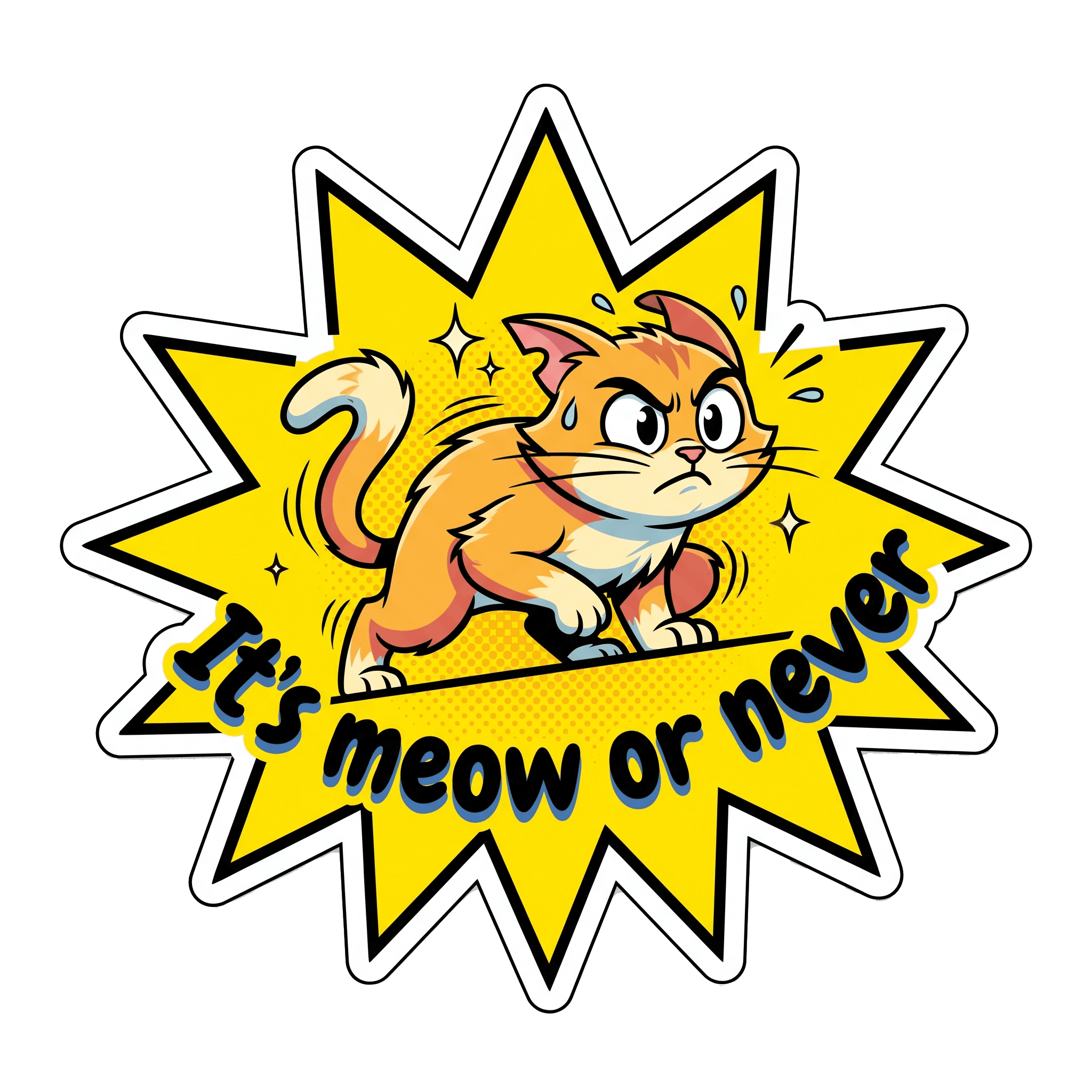 Meow or Never Goofy Cat Sticker