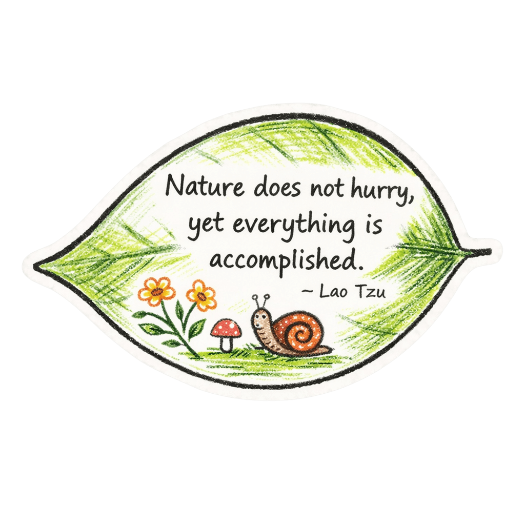 Inspirational Nature Quote with Snail and Flowers